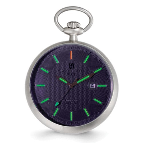 Reloj de bolsillo de cuarzo tritio con esfera abierta de acero inoxidable Charles Hubert