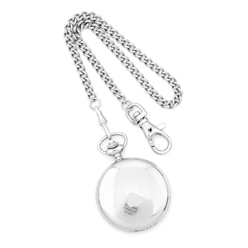 Charles Hubert Reloj de bolsillo de acero inoxidable con esfera blanca y fecha