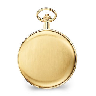 Charles Hubert Reloj de bolsillo con esfera blanca de acero inoxidable chapado en oro satinado de 14 quilates