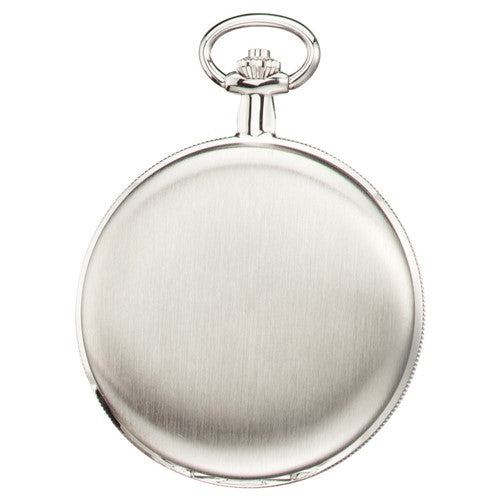 Charles Hubert Reloj de bolsillo con esfera blanca y caja Hunter de acero inoxidable satinado