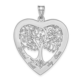 Colgante de corazón de árbol genealógico pulido (hasta 4 nombres) 