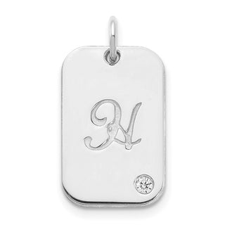 Placa de identificación con dije de diamante 