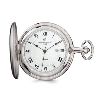 Charles Hubert Reloj de bolsillo con esfera blanca y acabado cromado