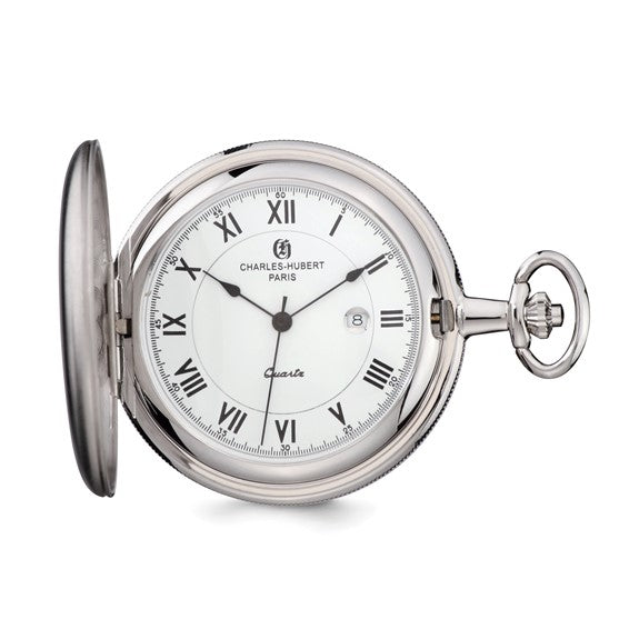 Charles Hubert Reloj de bolsillo con esfera blanca y acabado cromado