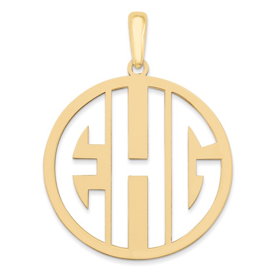 Block Circle Cut-out Letters Monogram Pendants