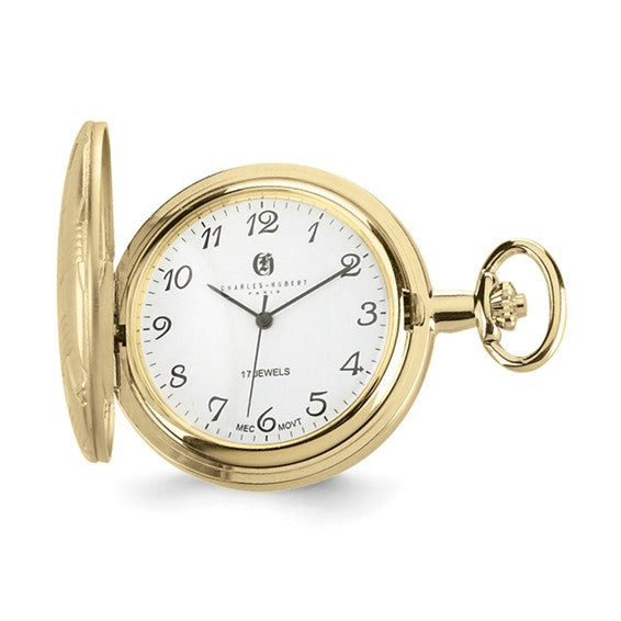 Reloj de bolsillo de tejido de cesta de latón con acabado dorado de Charles Hubert