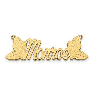 Butterfly Wings Nameplate Necklace with 1mm 18" Cable Chain