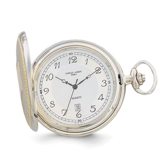 Charles Hubert Gold Finish Two-tone White Dial Pocket Watch