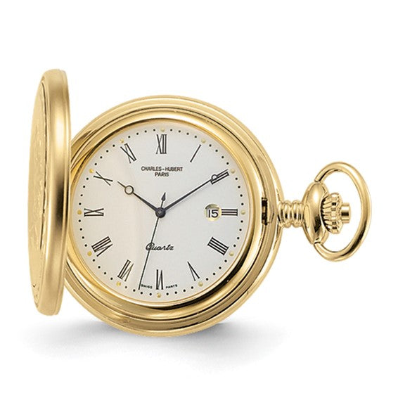 Charles Hubert Reloj de bolsillo con esfera blanquecina y acabado dorado con fecha