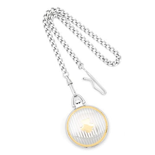 Charles Hubert Reloj de bolsillo con esfera blanca bicolor y acabado en oro de 14 quilates