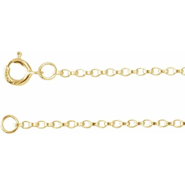 10K Gold Rolo Chain with Spring Clasp - 2.0 mm - Various Length