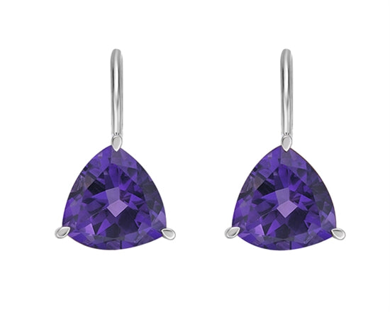 10K White Gold 2.55cttw Amethyst Drop Earrings with Lever Backs