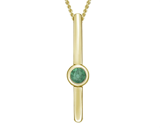 10K Yellow Gold 2.50mm Round Cut Emerald Pendant - 18 inches