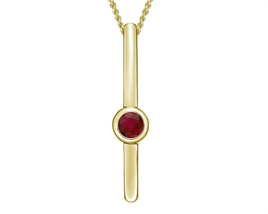 10K Yellow Gold 2.50mm Round Cut Ruby Pendant  - 18 Inches
