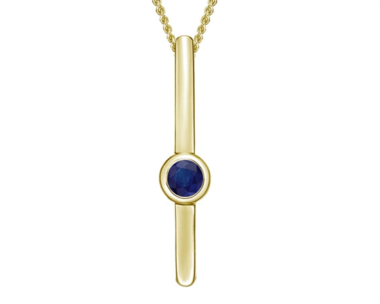 10K Yellow Gold 2.50mm Round Cut Sapphire Pendant - 18 inches