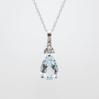 Aquamarine, White Topaz and Diamond Pendant