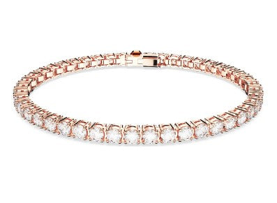 Swarovski Matrix Tennis bracelet, Round cut, White, Rose gold-tone plated - 5657659