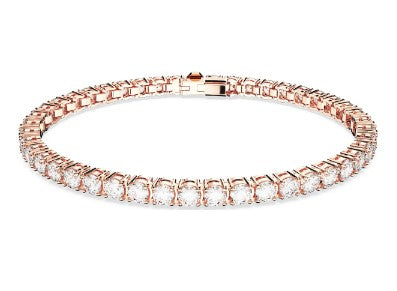 Pulsera Swarovski Matrix Tennis, talla redonda, blanco, Baño en tono oro rosa - 5657659 