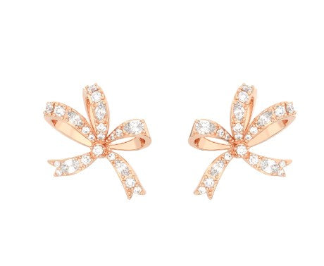 Swarovski Volta Stud Earrings, Bow, Small, White, Rose Gold-tone Plated - 5647572