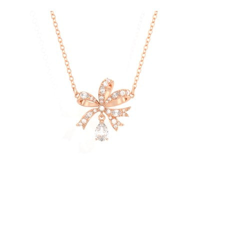 Swarovski Volta Necklace, Bow, Small, White, Rose Gold-tone Plated - 5656741