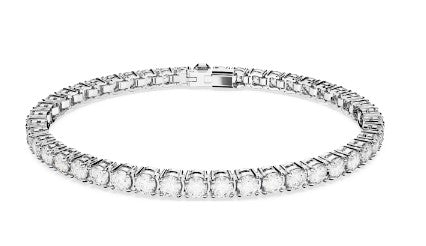 Swarovski Matrix Tennis bracelet, Round cut, White, Rhodium plated - 5648937