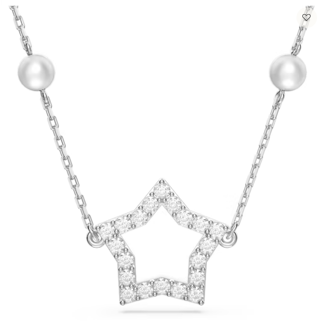 Swarovski Stella Necklace Crystal Pearls, Star, White, Rhodium Plated - 5645379- Discontinued