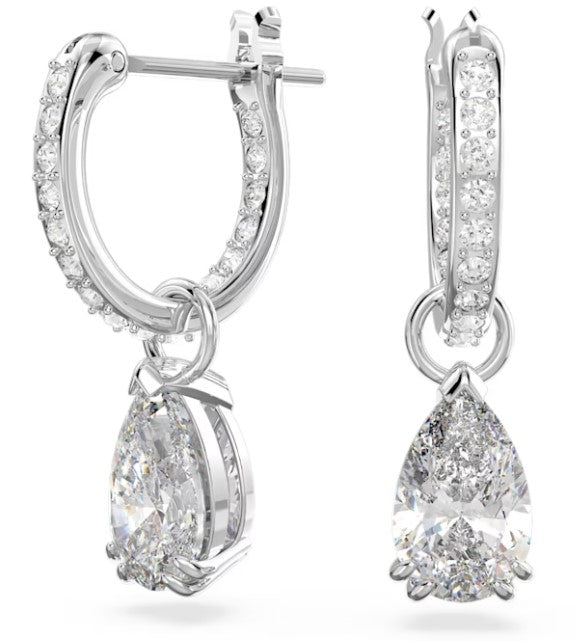 Swarovski Millenia hoop earrings Pear cut, White, Rhodium plated - 5636716