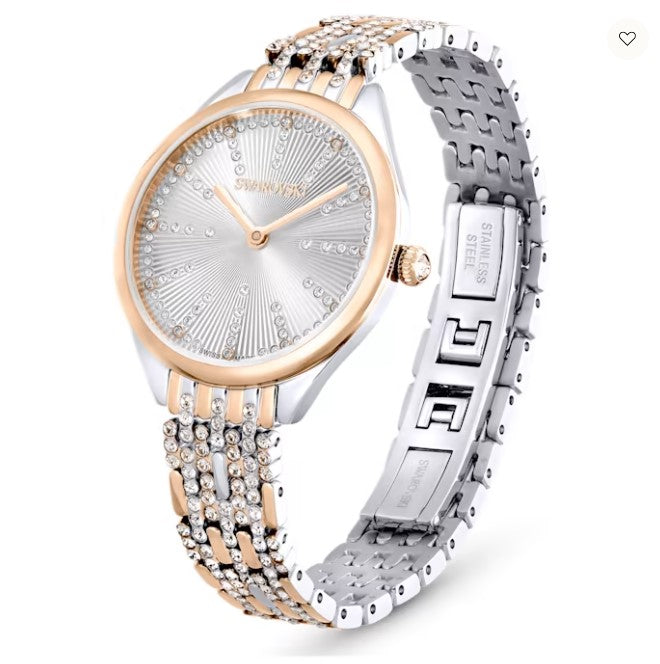 Reloj Swarovski Attract Swiss Made, Pavé, Brazalete de metal, Tono oro rosa, Combinación de acabados metálicos - 5649987