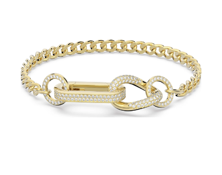 Swarovski Dextera Bracelet, Pavé, Mixed Links, White, Gold-tone Plated - 5636740