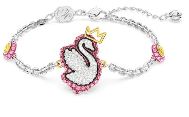Swarovski Pop Swan bracelet Swan, Pink, Rhodium plated - 5650188- Discontinued