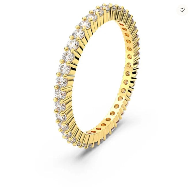 Swarovski Vittore Ring Round Cut, White, Gold-tone Plated - 5530902- Discontinued