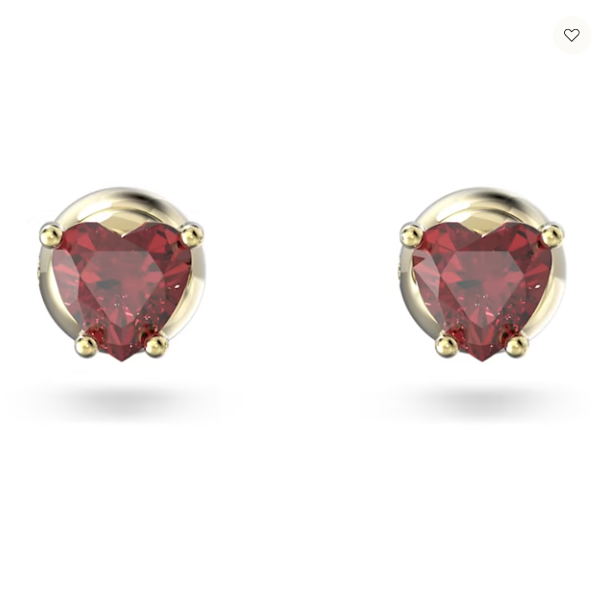 Swarovski Stilla Stud Earrings Heart, Red, Gold-tone Plated - 5639133