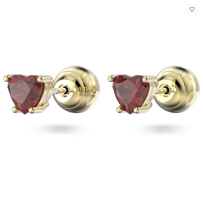 Swarovski Stilla Stud Earrings Heart, Red, Gold-tone Plated - 5639133