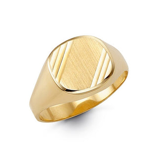 Anillo de sello para caballero grabable en oro amarillo de 10 quilates, talla 10 