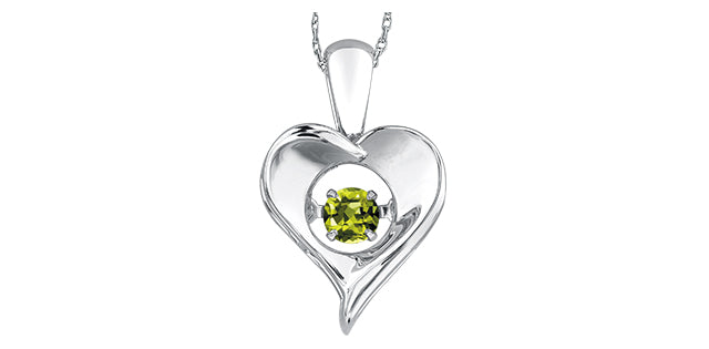 Sterling Silver 0.12cttw Peridot 3mm Pulse Pendant, 18&quot; Box Chain