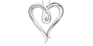 Collar de corazón de diamantes de plata de ley de 0,044 quilates, 18"
