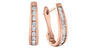 10K Rose Gold 0.15cttw Diamond Hoop Earrings