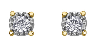 10K Yellow Gold 0.10cttw Illusion Set Diamond Stud Earrings