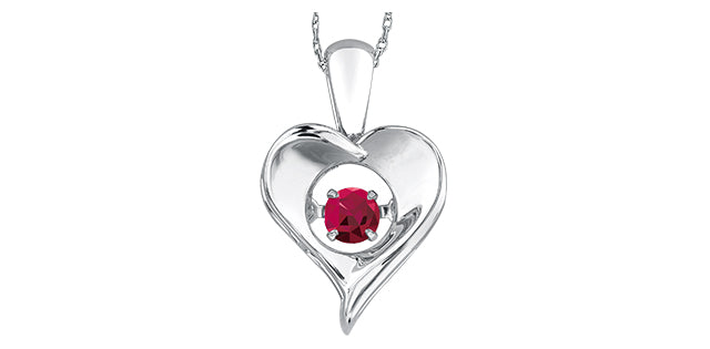 Collar en forma de corazón de plata de ley 925 de 0,10 quilates con rubí de 9 mm x 11 mm, 18 pulgadas