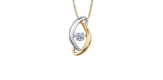 Colgante de diamantes de 0,09 quilates en oro blanco y amarillo de 10 quilates, 18"