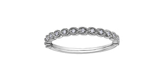 Anillo de oro blanco de 10 quilates con diamantes de talla redonda de 0,07 quilates, talla 7