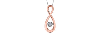 Colgante de oro rosa de 10 quilates con diamantes de 0,03 quilates, 18"
