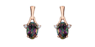 10K White & Rose Gold 1.20cttw Mystic Topaz and 0.02cttw Diamond Stud / Dangle / Drop Earring