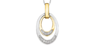 Colgante de diamante canadiense de 0,10 quilates en oro blanco y amarillo de 10 quilates, 18"