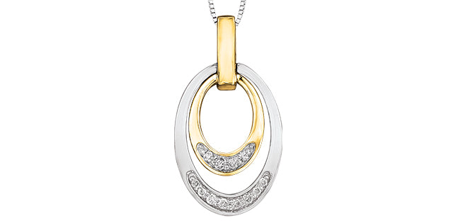 10K White &amp; Yellow Gold 0.10cttw Canadian Diamond Pendant, 18&quot;