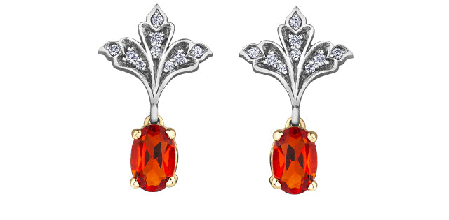 10K 2 Tone Fire Opal Earrings