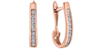 Arete tipo argolla con diamantes de 0,33 quilates en oro rosa de 10 quilates