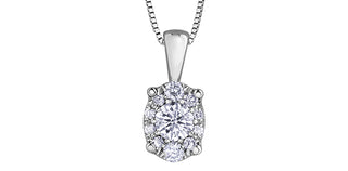 Collar con forma ovalada de diamantes de 0,23 quilates en oro blanco de 10 quilates, 18"