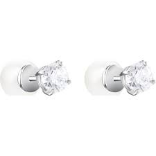 Swarovski Atrract Pearl Pierced Earrings, White, Rhodium Plated 5183618 - Discontinued