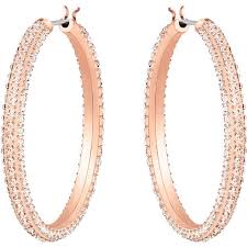 Swarovski Stone Hoop Pierced Earrings, Pink, Rose-Gold Tone Plated 5383938 - Core